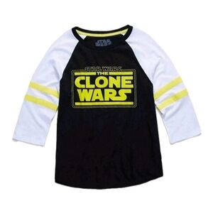 Her Universe Star Wars: The Clone Wars Logo Striped Sleeve Raglan T-shirt Tee
